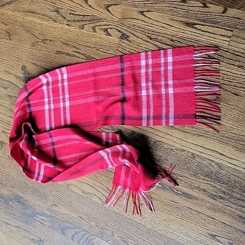 Cashemere Charter Club Exploded Signature Red Plaid Soft Scarf Fringe Holiday - Picture 8 of 14